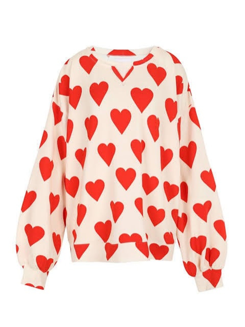 Selkie Queen of Hearts Pillow Sweater - XS - Cream and Red Heart Knit Sweater